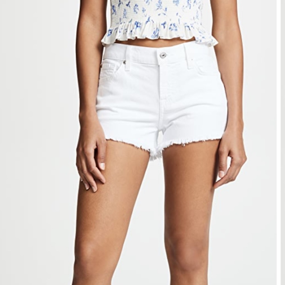 NWT 7 FAM high waist Monroe white shorts cut off denim - Picture 1 of 15